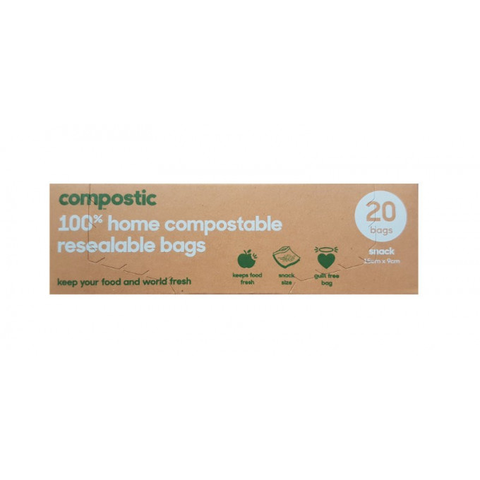 Home Compostable, Resealable Zip Lock Snack Bags