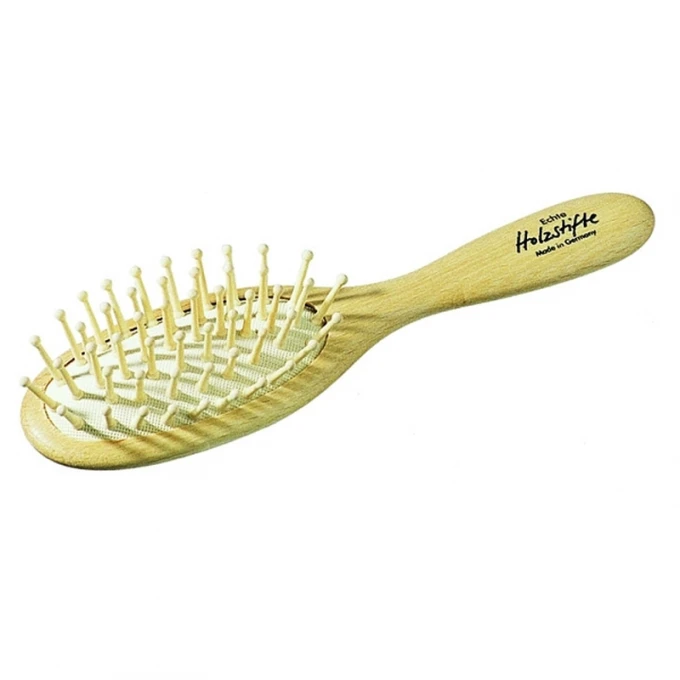 Hairbrush, 128 wood pins with ball tips