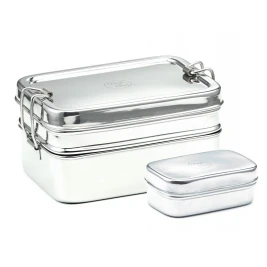Large Twin Layer rectangular Stainless Steel lunchbox + Snackbox