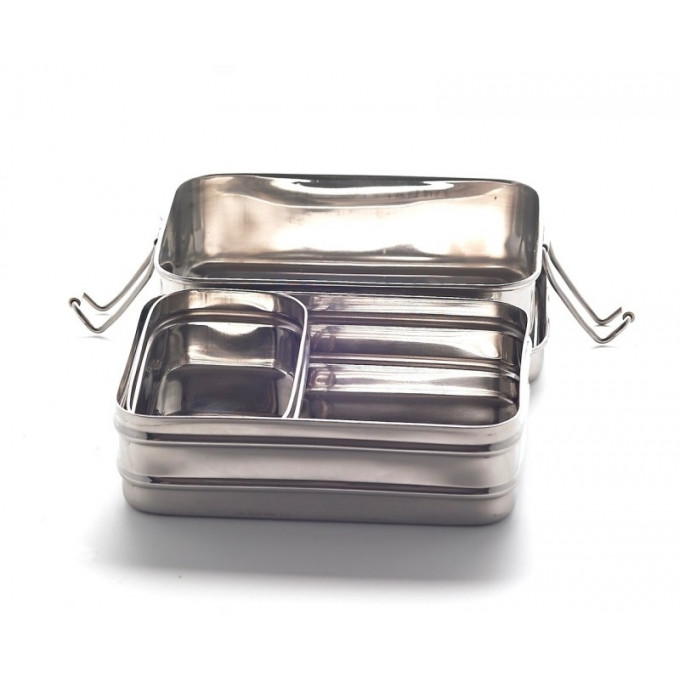 Large Twin Layer rectangular Stainless Steel lunchbox + Snackbox